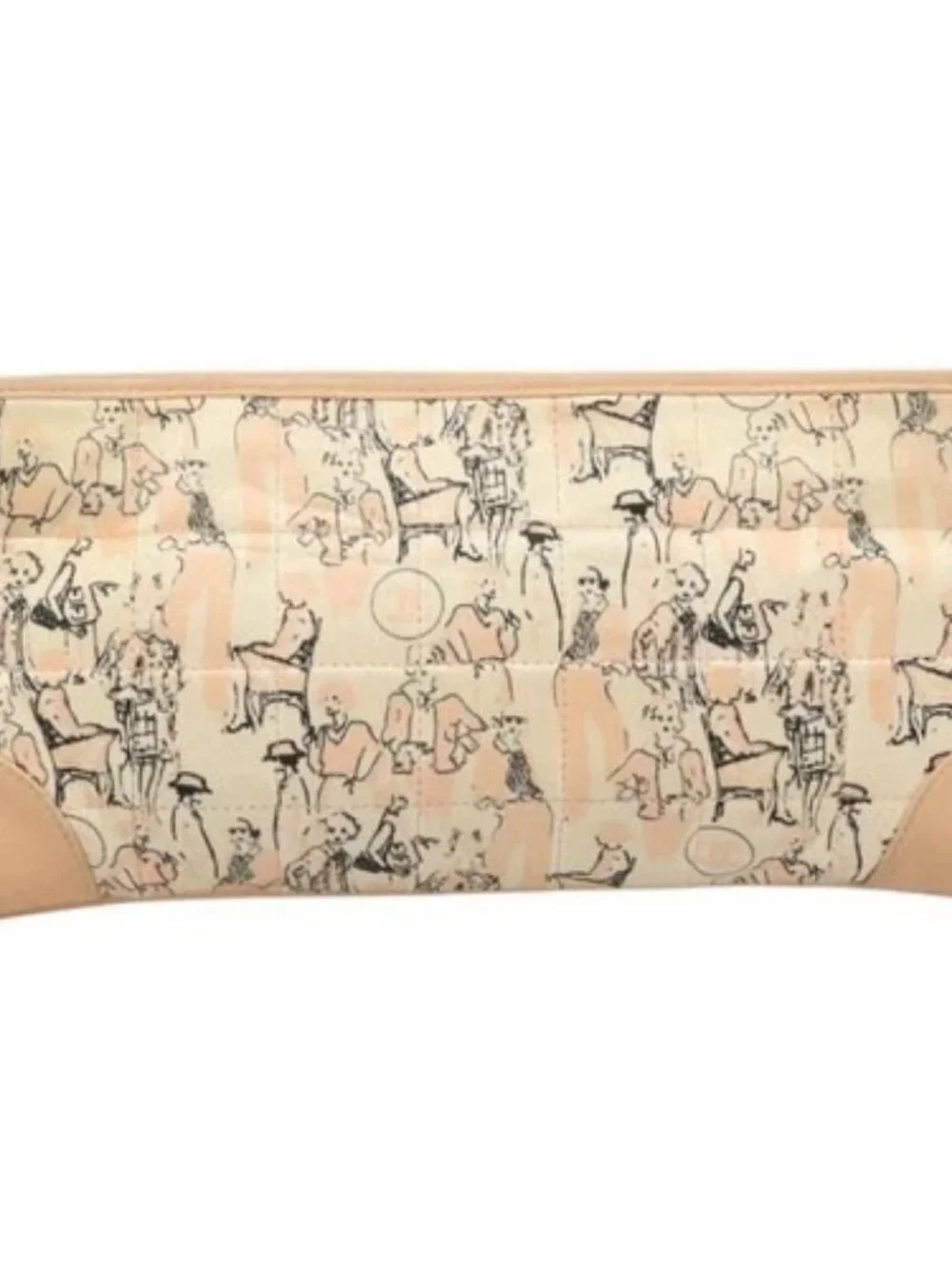 CHANEL Accessory Pouch Silk Beige Gold CC Auth 125970